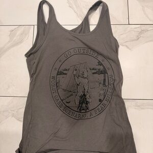 Gray Graphic Racerback Tank with Bear Camp Print